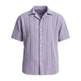 thumbnail image 4 of HOWPAY Mens Button down Shirt Short Sleeve Summer Solid Color Holiday Beach Tops Casual Regular Fit Lightweight Soft Clothes Purple L, 4 of 4