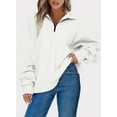 thumbnail image 3 of Eytino Oversized Sweatshirt Womens Half Zip Sweatshirt Drop Shoulder Long Sleeves Pullover Solid Fleece Drop Shoulder Sweatshirt S White, 3 of 3