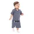 thumbnail image 2 of Wonder Nation Baby Boys Short Sleeve Striped Collared Button Top and Matching Shorts Set, Sizes 0/2M-24M, 2 of 7