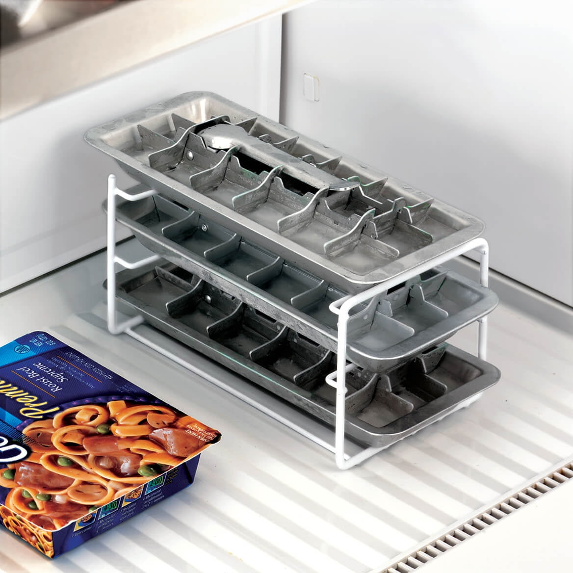 Vintage Kitchen Aluminum Metal Ice Cube Trays, Set of 2 – Each Tray Features 18 Slot Ice Cube Maker with Easy Release Handle