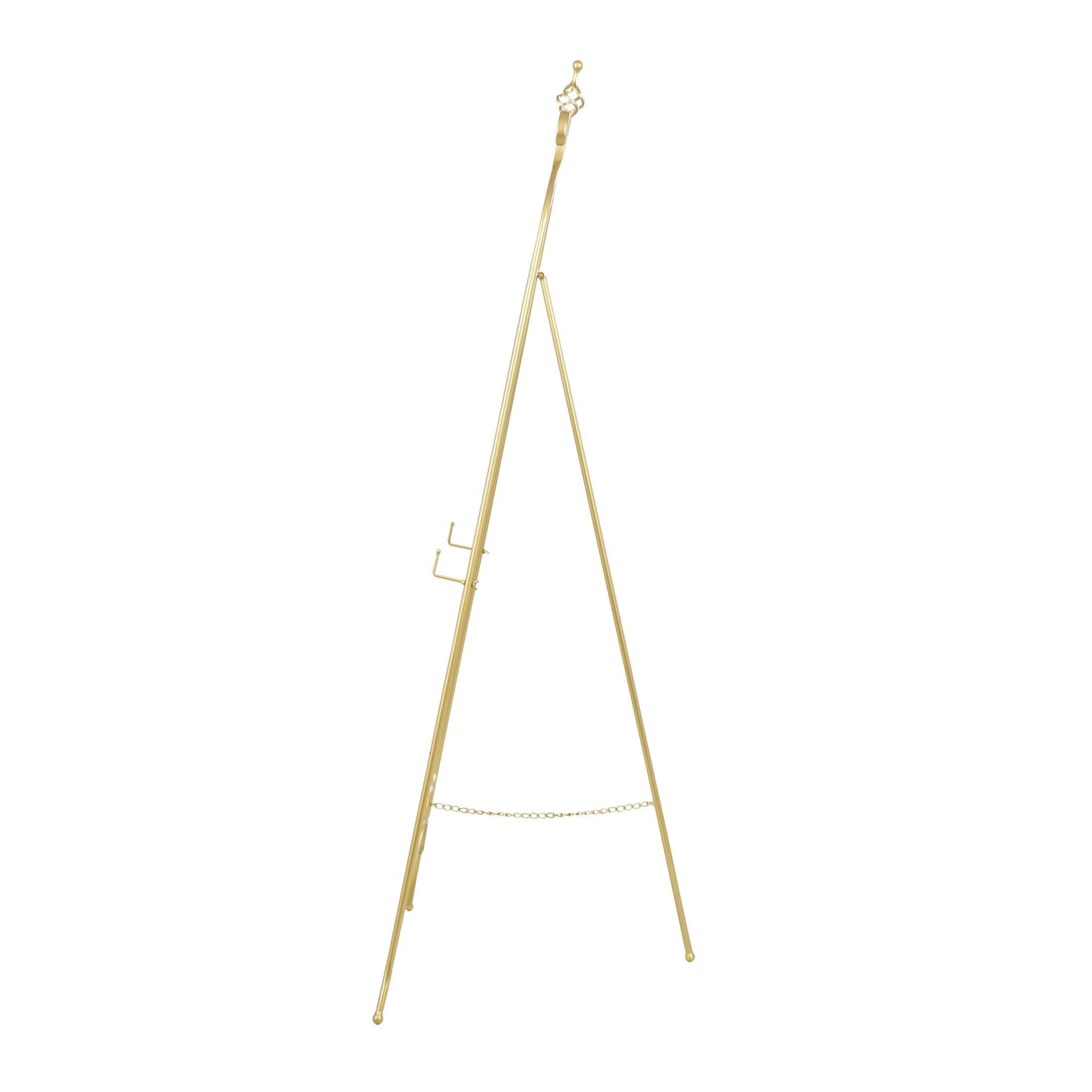DecMode 21" x 63" Gold Metal Tall Adjustable Floor 3 Level Scroll Easel, 1-Piece