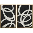 thumbnail image 2 of IDEA4WALL Framed Canvas Print Wall Art Set of 2 Black & White Spiral Rings Circle Collage Abstract Modern Art Decorative Boho Contemporary Artwork for Bedroom, Office - 24"x36"x2 Panels Natural, 2 of 5