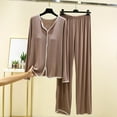 thumbnail image 2 of Giftesty Womens Shirts Women's Pajamas Long Sleeved Casual Thin Style Large Size Can Be Worn Externally With A Chest Pad Home Clothing Set, 2 of 4