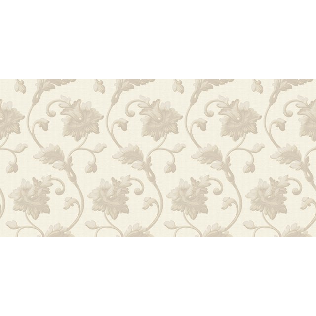 Goodwood - Rouleau de Papier Peint Beige Texturé Damassé Uni Floral