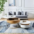 Modern Nesting Coffee Table Set with Sintered Stone Top, Lifttop