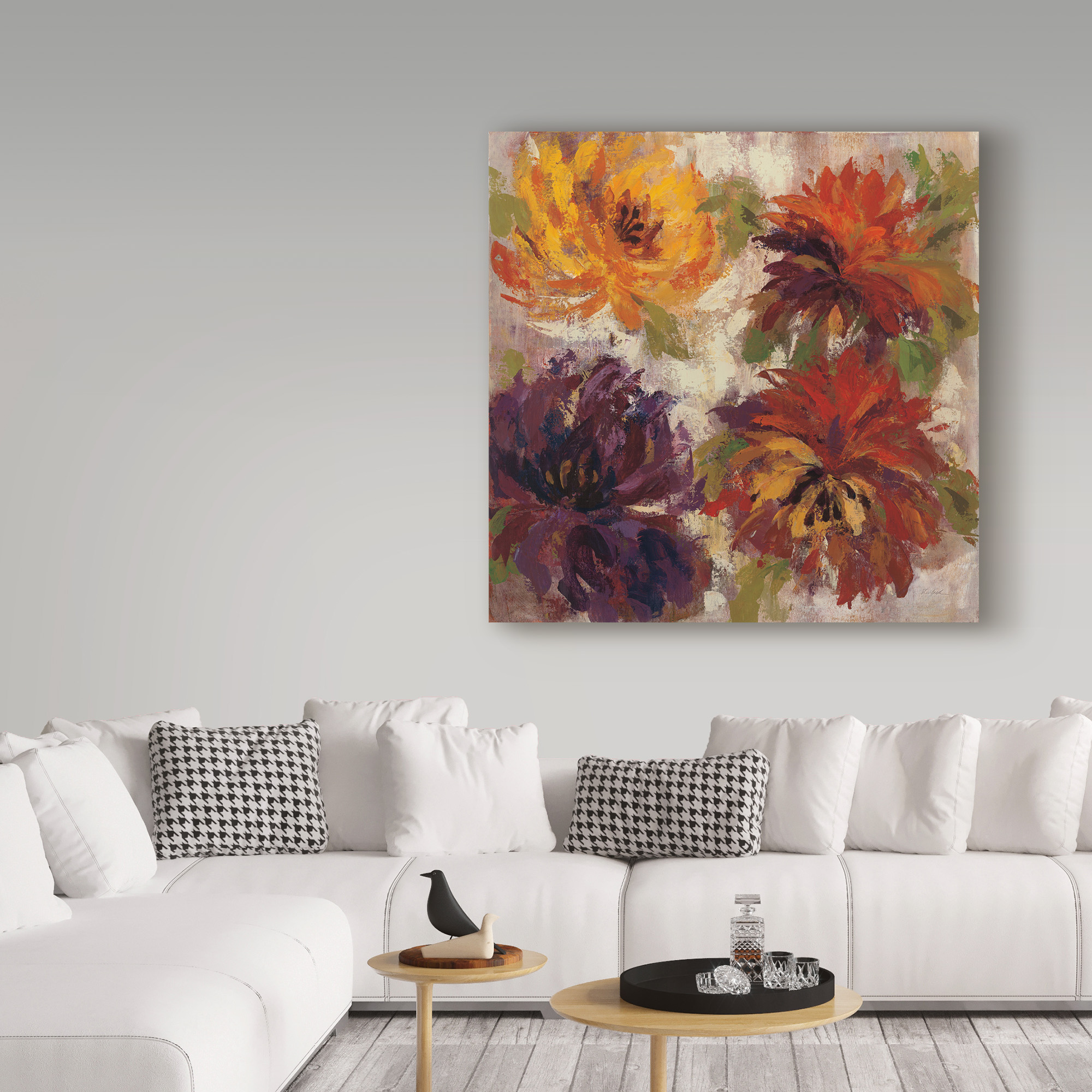 Trademark Fine Art 'Fiery Dahlias I' Canvas Art by Silvia Vassileva