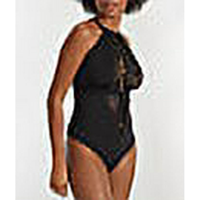 Scantilly Indulgence Stretch Lace Bodysuit - Black/Latte - Curvy