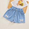 thumbnail image 2 of Diufon Girls Denim Shorts Summer Solid Color Shorts with Pockets Elastic Waist Wide Leg Shorts, 2 of 7