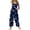 Navy, variant on JULMCOMO Cotton Linen Jumpsuits for Women Wide Leg Floral Print Loose Fit Overalls Sleeveless Casual Summer Jumpsuit with Pockets Light Blue 2XL