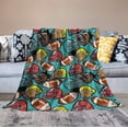 thumbnail image 3 of Football Rugby Blanket Soccer Sports Throw Blanket Colorful Ball Gifts for Girls Boys Kids Football Lovers Adults Woman Adults Soft Warm Plush Fleece Flannel Blanket Decor for Couch Sofa Bed 50"x60", 3 of 6
