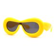 thumbnail image 2 of Womens Unique Balloon Thick Racer Shield Retro Sunglasses Yellow Black, 2 of 4