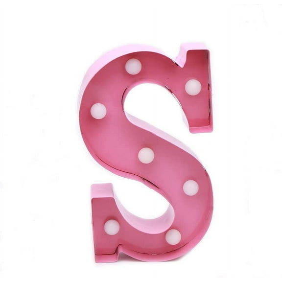 Home by Jackie Inc Decorative Pink Vintage Rustic Metal Hanging Light up LED Letter “S”