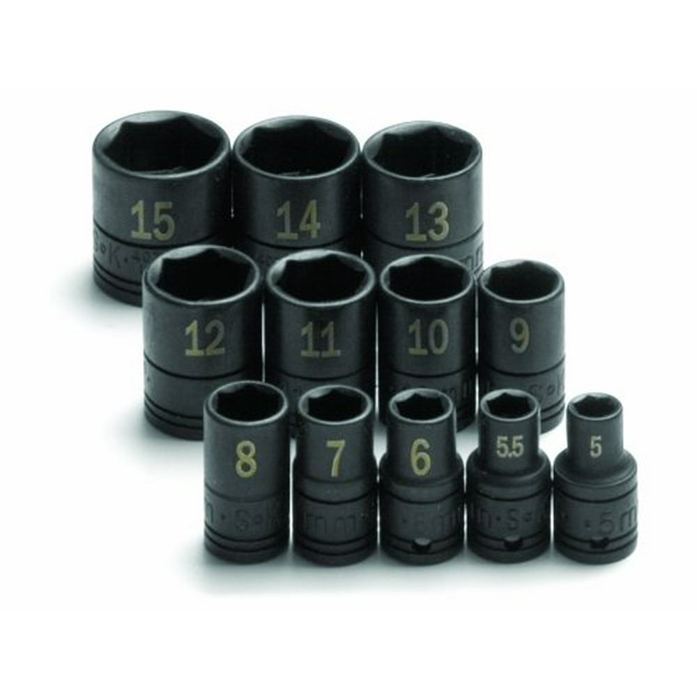 SK PROFESSIONAL TOOLS 31010 1/4" Drive Impact Socket Set, Metric, 12