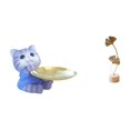 thumbnail image 1 of Bandeja de gato, oso, figura de hoja, escultura de hoja de metal, estatua de resina con resina artística y hierro con base de madera, adecuada para sa, 1 of 8