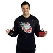 Santa Bottle Opener and Beer Cooler Light Up Men's Ugly Sweater