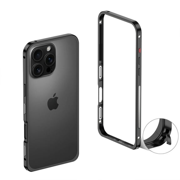 ELEHOLD For iPhone 16e Case,No Len Cap, Metal Frame Heat Dissipation Net Rugged Shockproof Bumper Frame Phone Case Cover For iPhone 16e,Black