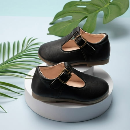 

kpoplk Baby Sandals Girl Shoes Small Leather Shoes Single Shoes Children Dance Shoes Girls Toddler Sandals Girl Closed Toe(Black)