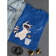 thumbnail image 3 of Raccoon Throwing Away Fish Shaped T-Shirt Women -Image by Shutterstock, Female x-Large, 3 of 4