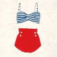 thumbnail image 2 of Adams, Emily 26x26 White Modern Wood Framed Museum Art Print Titled - Retro Swimwear IV Newsprint Sq, 2 of 4