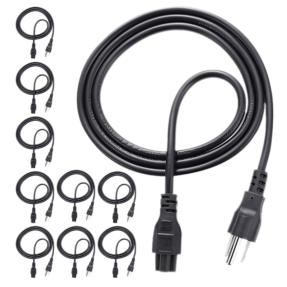 Supvox Plum Blossom Tail Black Power Cord for Computer PVC Copper 10Pcs