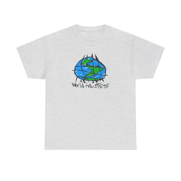 World Industries Globe Sketch Classic Skateboarding 90s Design Print T Shirt Tee - Ash / L