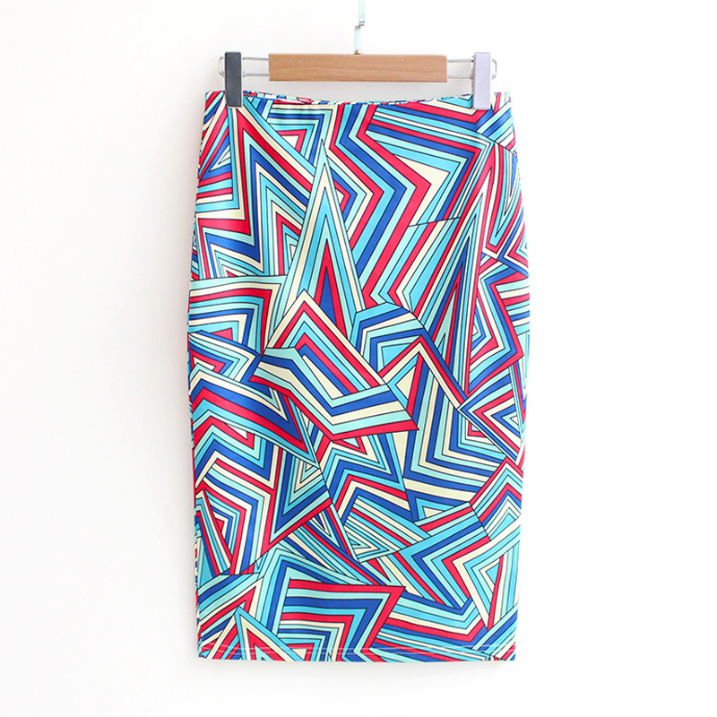 geometric midi pencil skirt