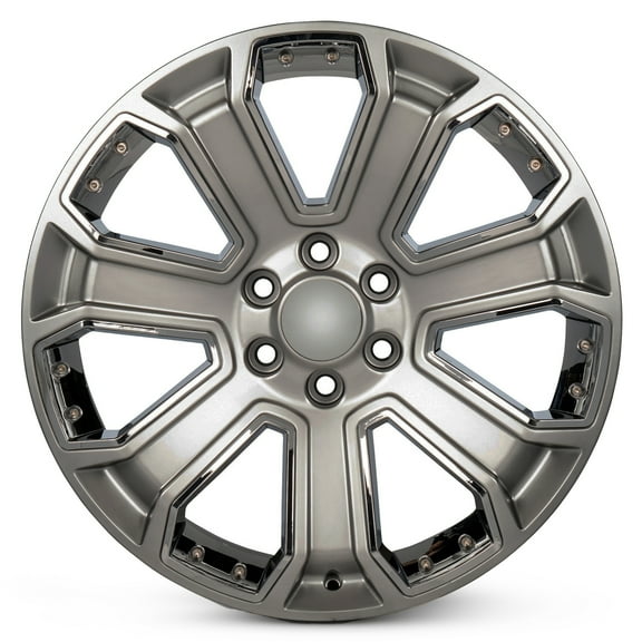 For 1999-2023 GMC Escalade 22 Inch Painted with Chrome Inserts Silver Rim - OE Direct Replacement - Road Ready Car Wheel