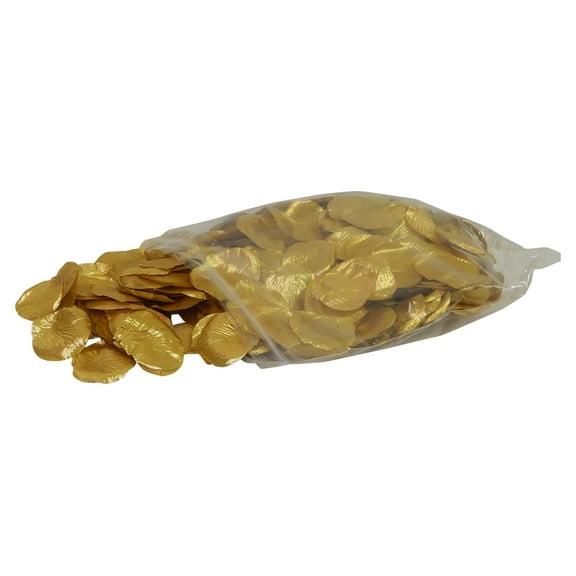 Gold Rose Petals Polysilk Faux Fake Flower 400 Opaque & 100 Sheer 2.25in Petals per Bag for Craft Table Engagement Ceremony Wedding Aisle Floral Romantic Decor (Gold, Set of 4 bags)