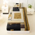 thumbnail image 4 of Castle Fairy Mid Century Gold Square Relief Twin Sheets 3pcs,Abstract Textured Brush Splash Bedding,Black Cream,1 Flat Sheet, 1 Fitted Sheet and 1 Pillowcase, 4 of 7