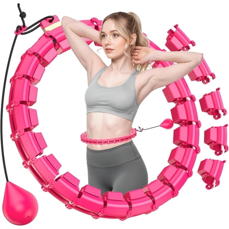 Plus Size Silent Weighted Hula Infinity Fitness Detachable Hoops 65-Inch 32 Knot Smart Noiseless for Women Waist and Abdominal Home Weight Loss Exercise Fit Hoop