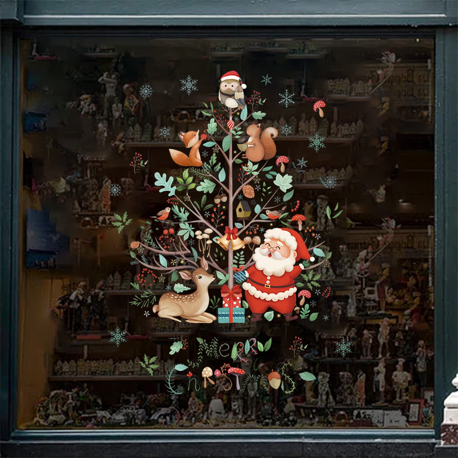 Autocollants Fenêtre Noël Roses Lot De 118 - Père Noël, Sapin, Flocons, Réutilisables, Décoration Murale - 5