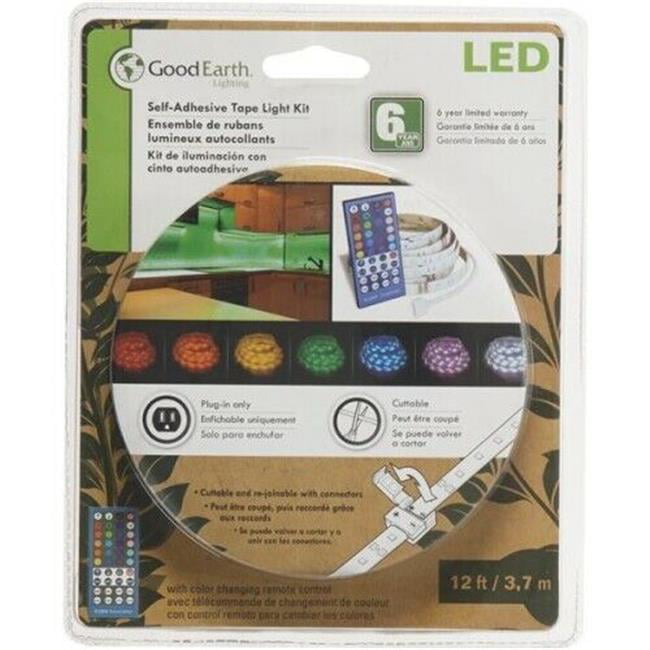 Good Earth Lighting Ac1068whg12lf0g 12 Ft Led Ir Remote Cuttable Joinable Tape Light 44 Color Changing White Com - Good Earth Lighting Led White Battery Operated Ceiling Light