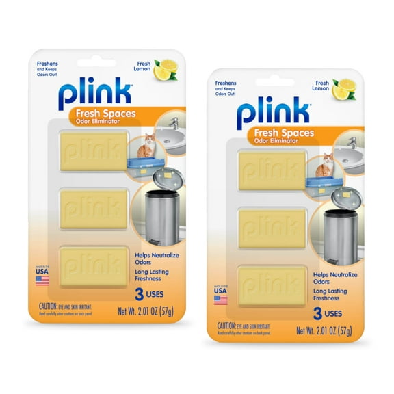 Plink Fresh Spaces Garbage Odor Eliminator, Lemon Scent - 3 Count (2 Pack)