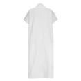 thumbnail image 5 of Womens Button Up Shirt Dress with Pockets Striped Summer Casual Mid Long Dress Collared Short Sleeve Travel Dress (XL, White), 5 of 6