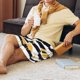 thumbnail image 5 of Balery Gold Flamingo Pantalones cortos de pijama de punto de algodón para hombre con cinturilla y bolsillos-XX-Large, 5 of 6