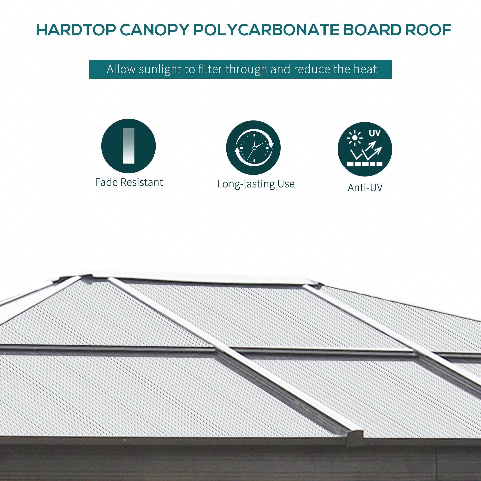 Outsunny 10' x 12' Hardtop Gazebo Canopy with Polycarbonate Roof, Aluminum Frame, Permanent Pavilion Outdoor Gazebo with Netting, for Patio, Garden, Backyard, Deck, Lawn, Black, Beige