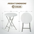 thumbnail image 2 of QISHENSHUI 32" Plastic Folding Round Table Bar Height, HDPE Matrial with Gray Metal Finish, High Top Table for Outdoor Party, Cafes, Restaurants, Backyard, Dining Room, Wedding Event,1 Pack, White, 2 of 8