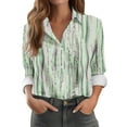 thumbnail image 2 of Karight Striped Button Down Shirts for Women Dress Shirts Long Sleeve Casual Collared Office Work Shirt with Pocket, 2 of 5