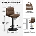 thumbnail image 3 of FIRAVOE Bar Stools Set of 2, Adjustable Height Swivel Bar Stools with Back (Double-Layer Upholstered) Modern PU Leather Bar Chair for Bar, Kitchen, Dining Room, Tan, 3 of 10