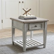 Pemberly Row Modern / Contemporary Off White Wood Drawer End Table