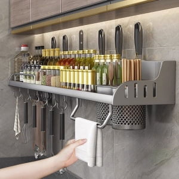 Estante de almacenamiento de cocina sin perforaciones, soporte multifuncional para palillos y cuchillos, estante de almacenamiento para condimentos para el hogar