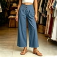 thumbnail image 3 of cocolona Womens Summer Casual Business Work Pants Elastic Waist Straight Wide Leg Pleated Pants with Pockets, 3 of 5