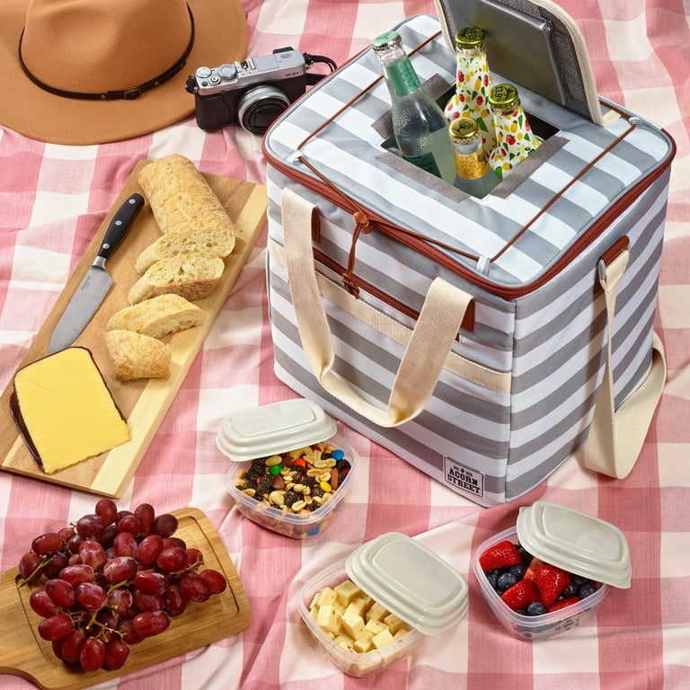 Acorn Street 24 Can Soft Cooler with 6PC Meal Prep Kit, Grey