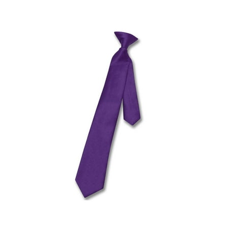 - Vesuvio Napoli Boy's CLIP-ON NeckTie Solid PURPLE INDIGO Color Youth Neck Tie