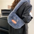 thumbnail image 4 of Bolso mujer invierno mullido hombro felpa axila bolso lindo Tote (gris), 4 of 9