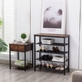 thumbnail image 3 of ALEAVIC Set of 2 Nightstand, 2-Tire End Table with Drawer and Storage Shelf, Brown, 3 of 7
