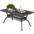 thumbnail image 6 of 59.06" Cast Aluminum Outdoor Dining Table for 6–8 People, Rust-Resistant All-Weather Metal Patio Table with 2" Umbrella Hole, Heavy-Duty Garden Furniture for Deck, Backyard, Dark Bronze, Only Desk, 6 of 7