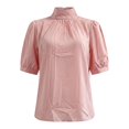 thumbnail image 5 of Womens Blouses Casual Tops Mock Neck Puff Sleeve Shirts Business Work Summer Outfits Lightweight Soft Daily Wear Fashion Tops by Yigetop Pink M, 5 of 6