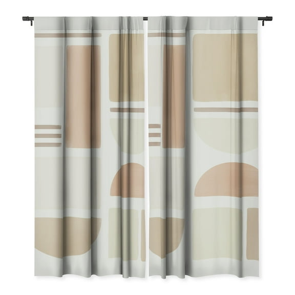 Society6 Bohomadic.Studio Geometric Shapes in Creme and Soft Pink Single Panel Room Darkening Window Curtain 50" x 84"