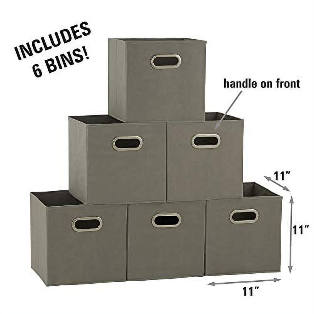 KIP Solutions Collapsible Fabric Organizer with Handles, Pack of 6 Storage  Cubes, 10.5x10.5x11, Grey - Vysta Home